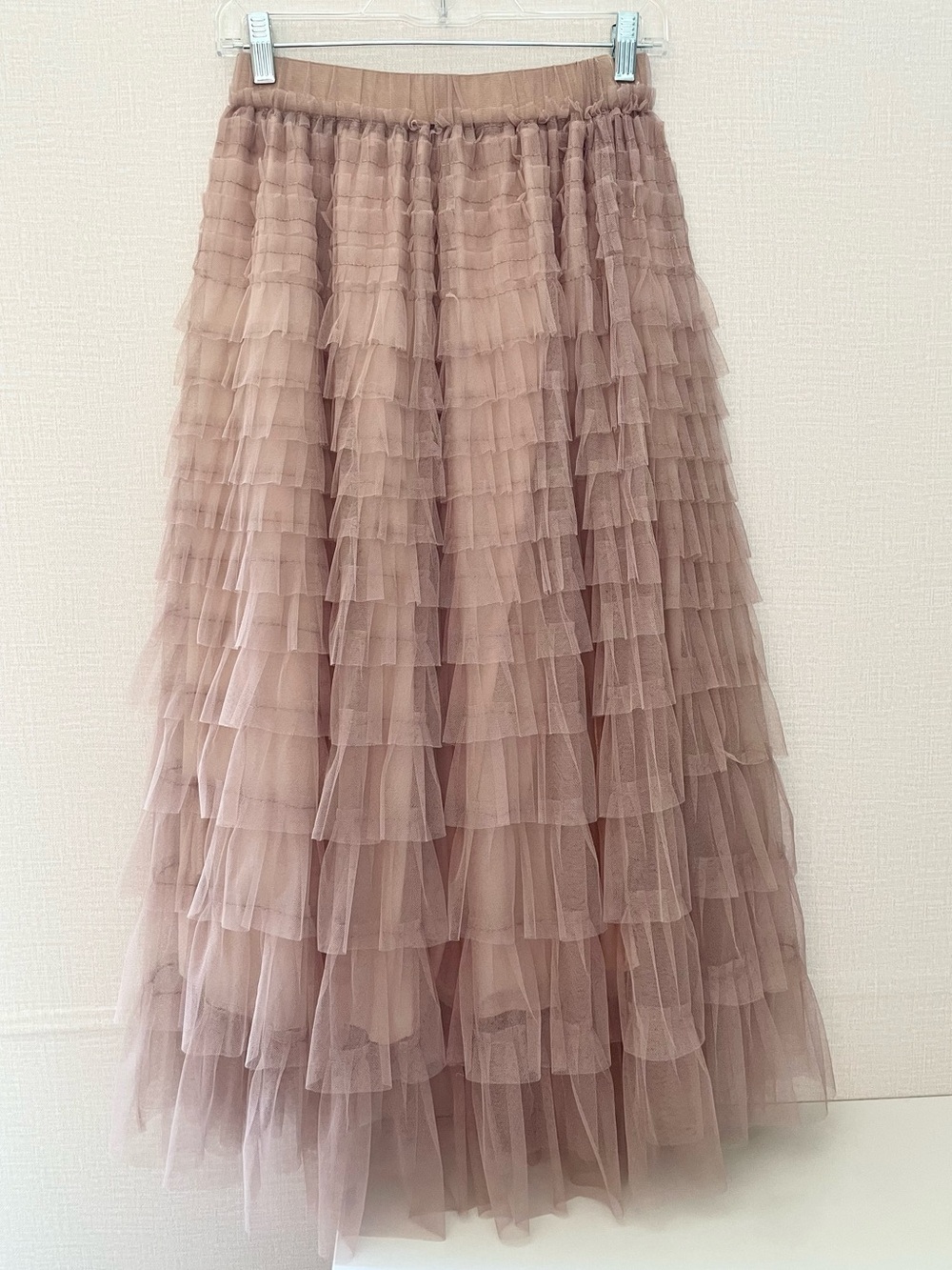 Women’s Tiered Layered Tulle Midi/Long Skirt in Dusty Blush, Feminine & Romantic - Picture 2 of 6